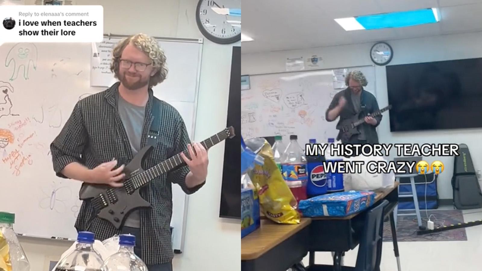 history teacher shocks viewers with 'candy shop' guitar