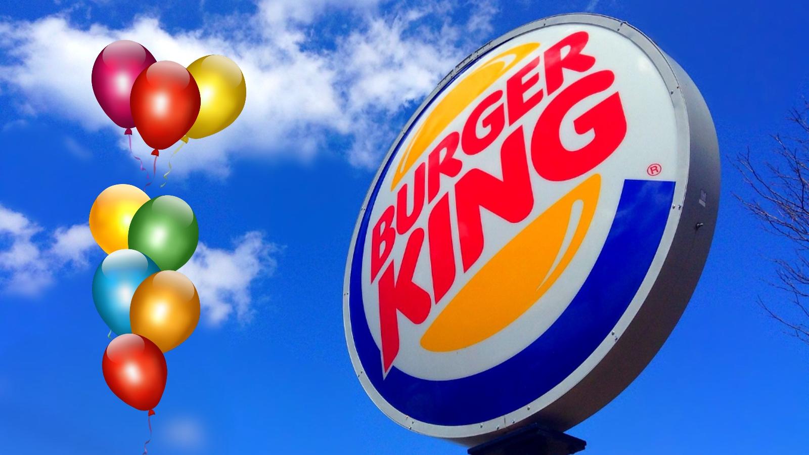 Burger King sign with birthday balloons