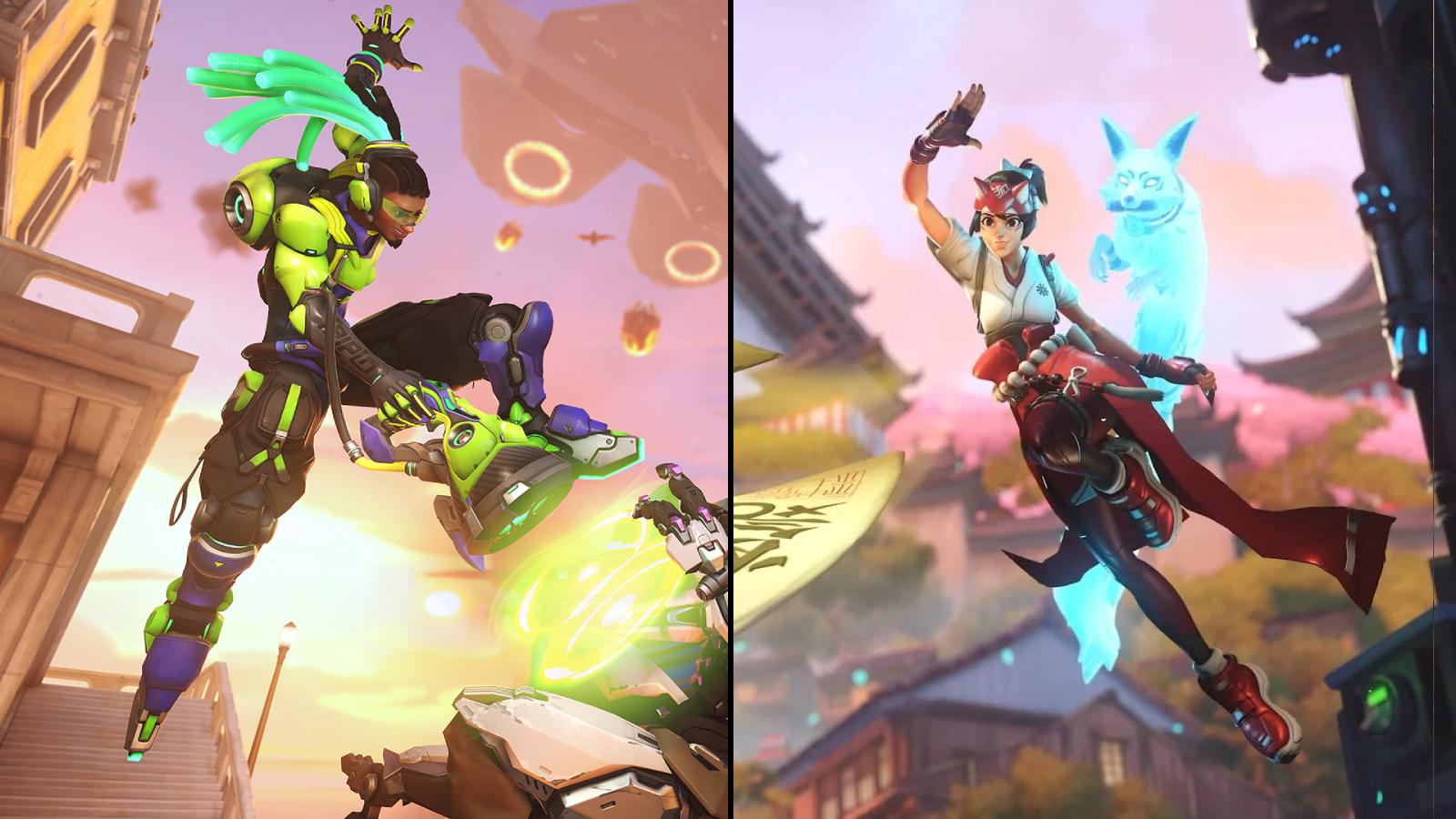 Lucio and Kiriko from Overwatch 2 side by side
