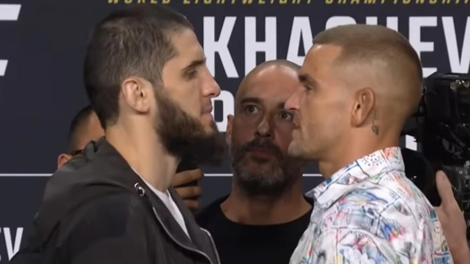 Security had to separate Islam Makhachev and Dustin Poirier during UFC 302 press conference