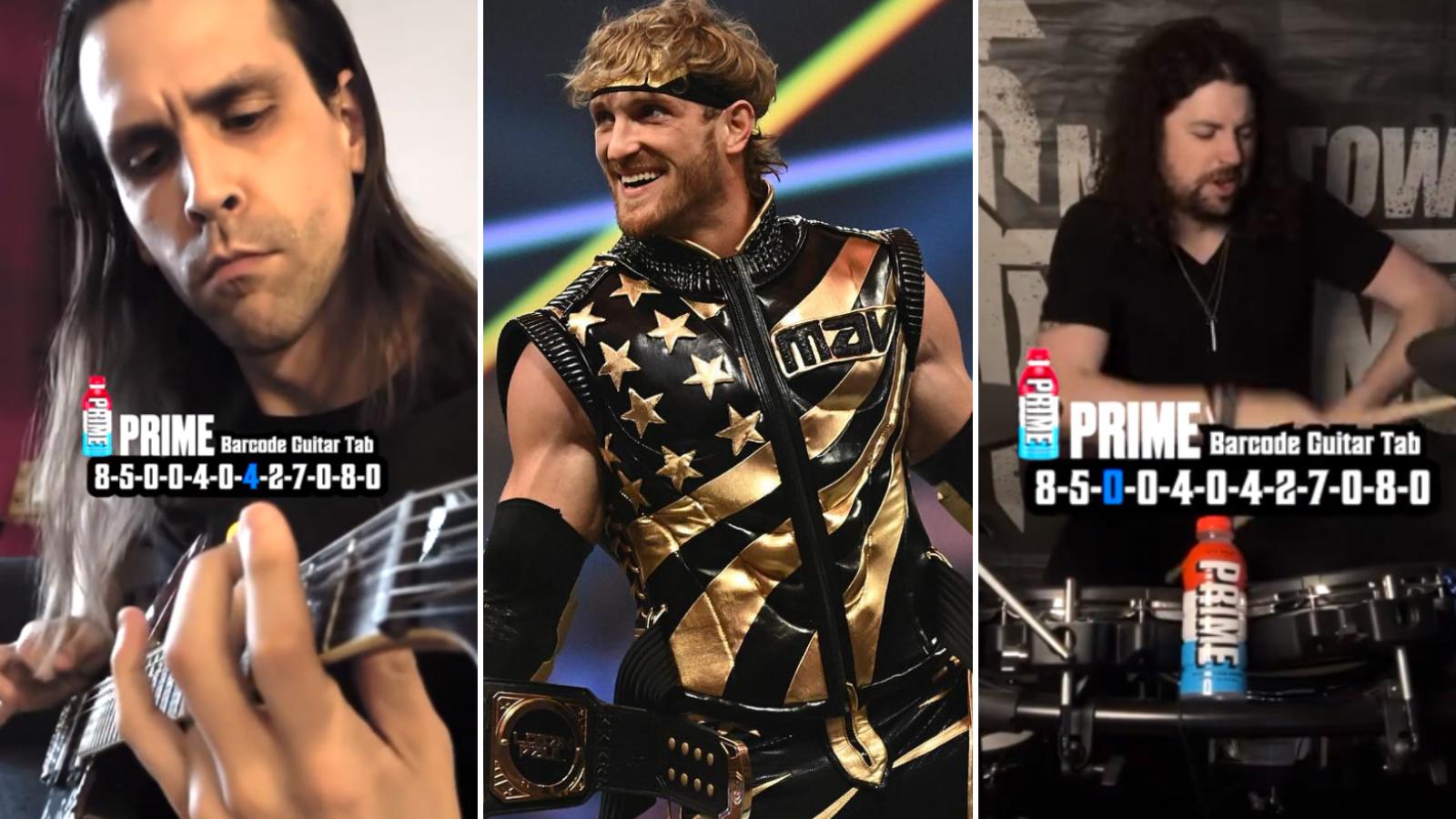 logan paul in wwe gear as band makes song using prime bottle