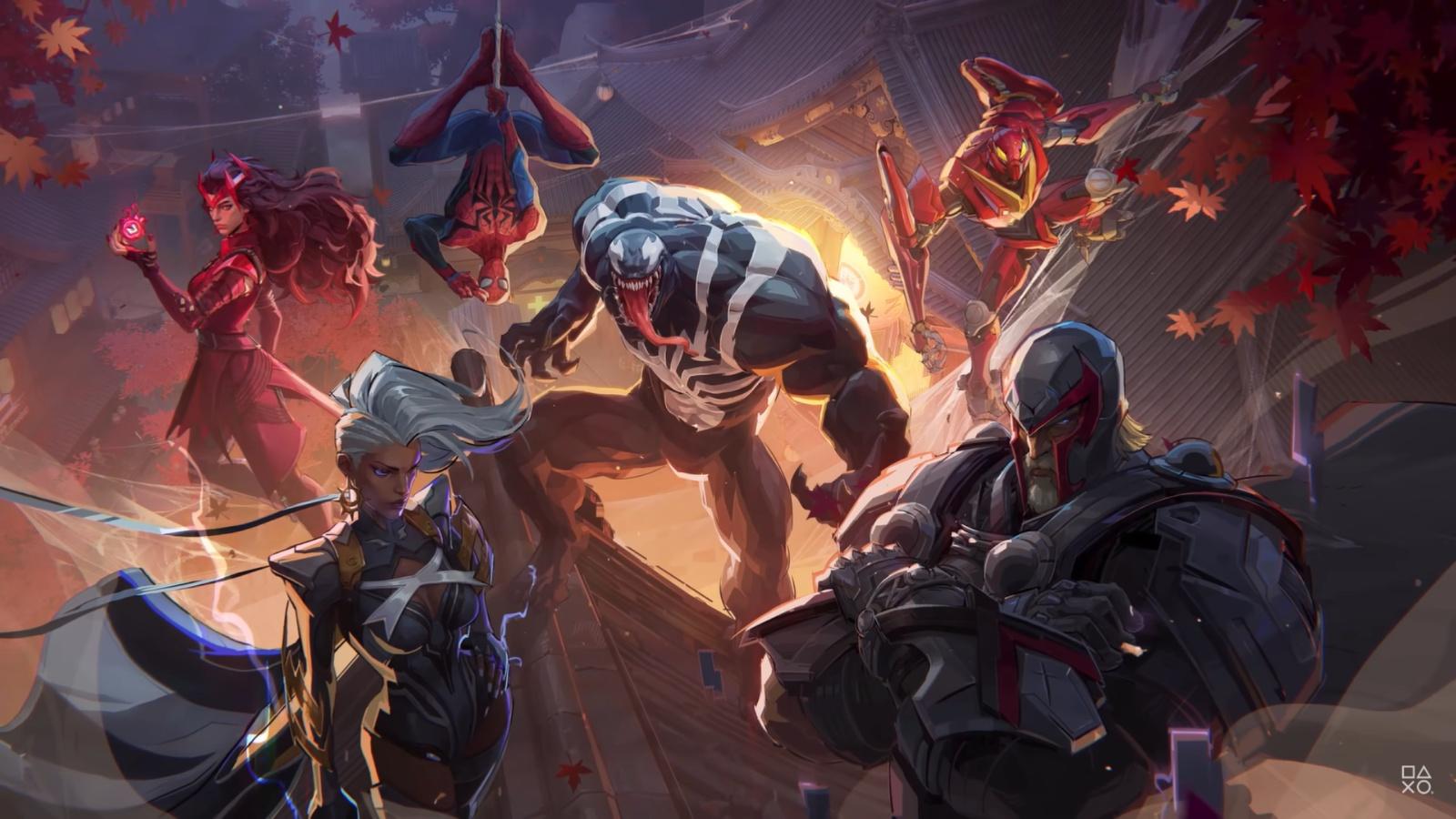 A screenshot featuring various playable characters in Marvel Rivals.