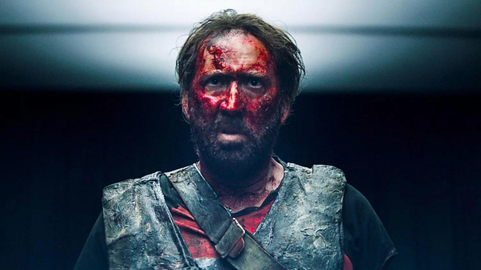 Nicolas Cage covered in blood in Mandy
